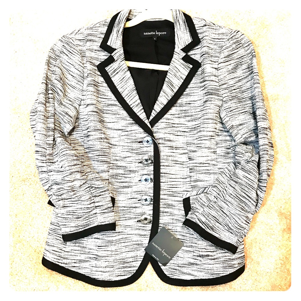 Nanette Lapore blazer black and white size 6